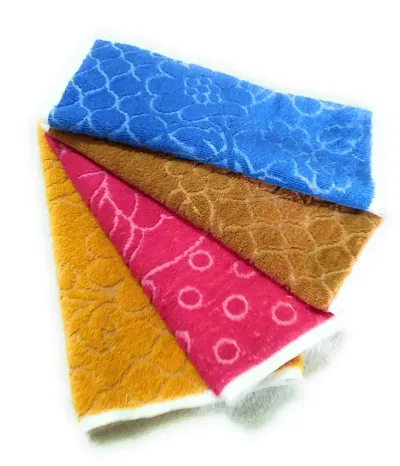 Soft Cotton Multicoloured Hand Towels Set Of 4 Vol-3