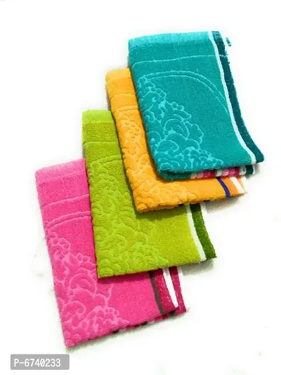 Cotton Multicoloured Hand Towels -Pack Of 4