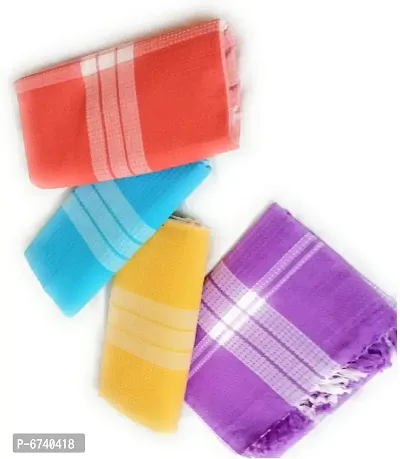 Cotton Multicoloured Bath Towels -Pack Of 4