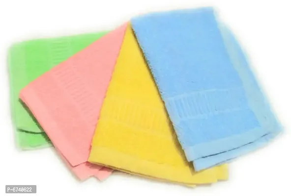 Cotton Multicoloured Hand Towels -Pack Of 4