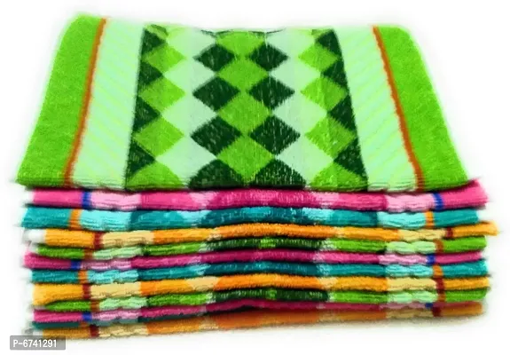 Cotton Multicoloured Hand Towels -Pack Of 12