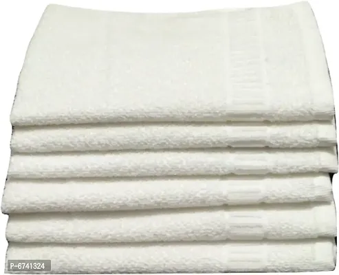 Terry Cotton White Hand Towels And Face Towels -Pack Of 6