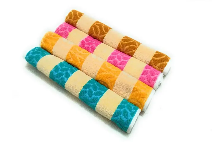 Soft Cotton Multicoloured Hand Towels Set Of 4 Vol-8