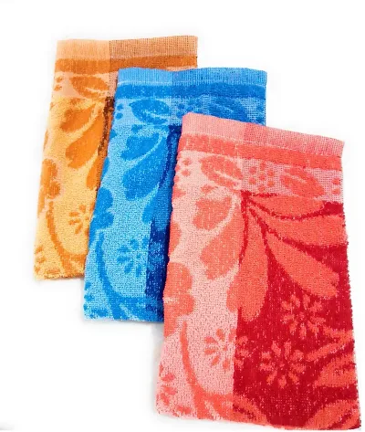 Soft Cotton Multicoloured Bath Towels Set Of 3 vol-5