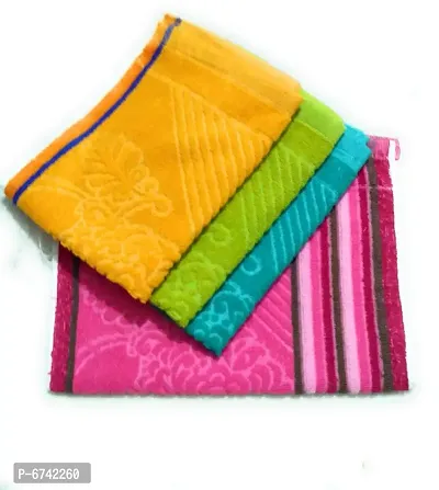 Cotton Multicoloured Hand Towels -Pack Of 4