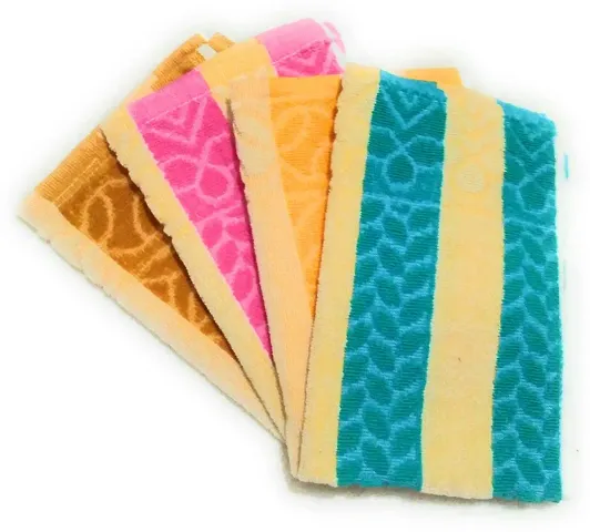 Soft Cotton Multicoloured Hand Towels Set Of 4 Vol-12