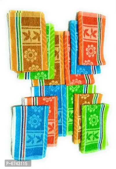 Cotton Multicoloured Hand Towels -Pack Of 12