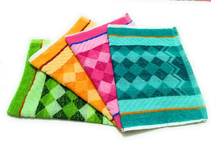 Soft Cotton Multicoloured Hand Towels Set Of 4 Vol-1