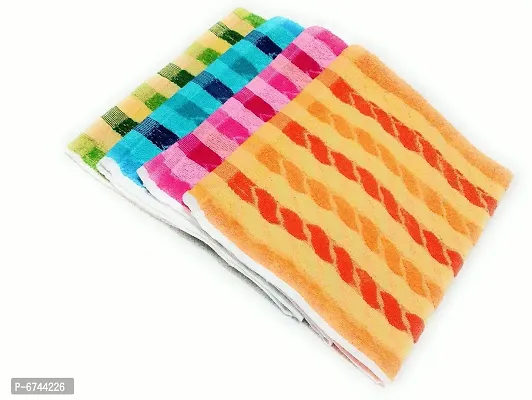 Cotton Multicoloured Hand Towels And Face Towels -Pack Of 4