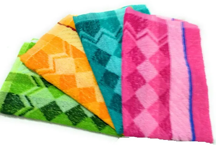Soft Cotton Multicoloured Hand Towels Set Of 4 Vol-10