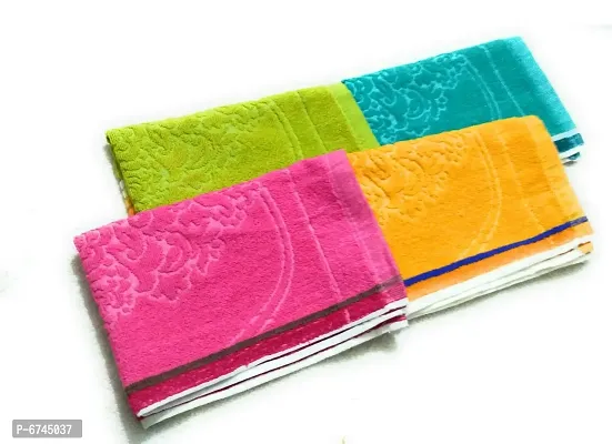 Cotton Multicoloured Hand Towels -Pack Of 4