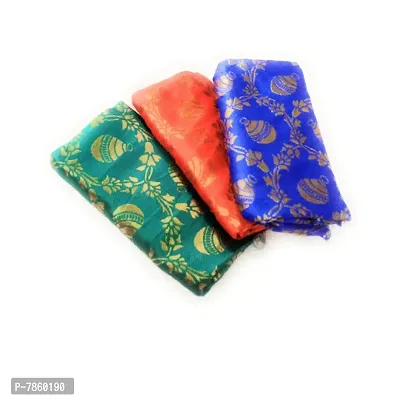 Cottons Unstitched Saree Blouse Fabric (Multicolor, Free Size) - Pack of 3, 1m Each -HA35