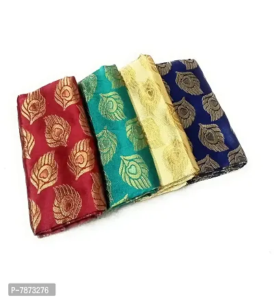 Cottons Unstitched Saree Blouse Fabric (Multicolor, Free Size) - Pack of 4, 0.8m Each -H79