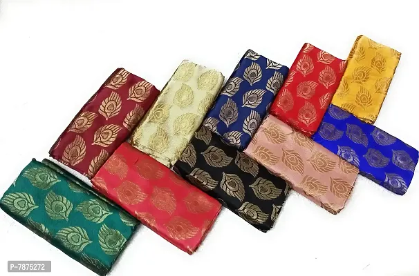 Cottons Unstitched Saree Blouse Fabric (Multicolor, Free Size) - Pack of 3, 0.9m Each -H70-thumb2