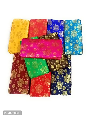 Cottons Unstitched Saree Blouse Fabric (Multicolor, Free Size) - Pack of 3, 1m Each -HA4-thumb2