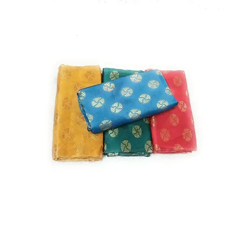 Cottons Unstitched Saree Blouse Fabric (Multicolor, Free Size) - Pack of 4, 1m Each -H37