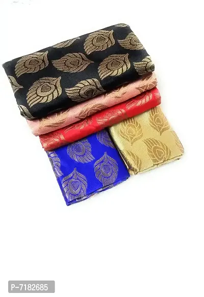 Cottons Unstitched Saree Blouse Fabric (Multicolor, Free Size) - Pack of 5, 0.8m Each -H82-thumb0