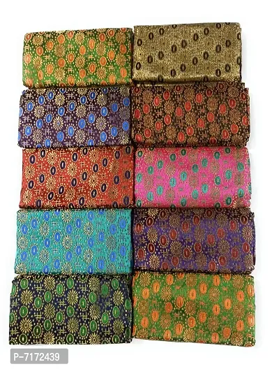 SMT Madhulikha Cottons Exclusive Design Unstitched Saree Blouse Materials 1meters Each - Pack of 10 (Multi-colored)
