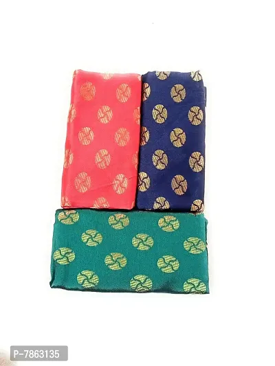 Cottons Unstitched Saree Blouse Fabric (Multicolor, Free Size) - Pack of 3, 1m Each -H24
