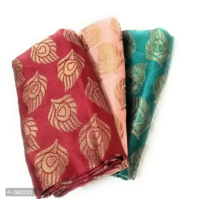 Cottons Unstitched Saree Blouse Fabric (Multicolor, Free Size) - Pack of 3, 0.9m Each -H67