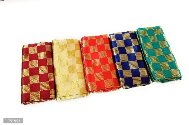 Cottons Unstitched Saree Blouse Fabric (Multicolor, Free Size) - Pack of 5, 1m Each -H18-thumb0