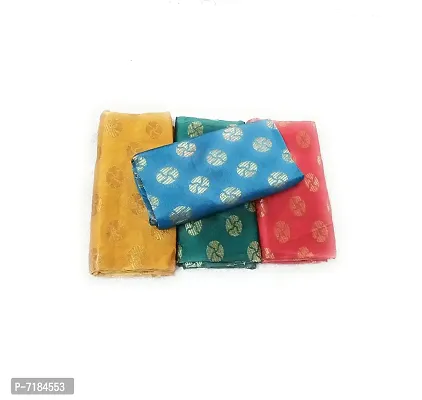 Cottons Unstitched Saree Blouse Fabric (Multicolor, Free Size) - Pack of 4, 0.8m Each -H37