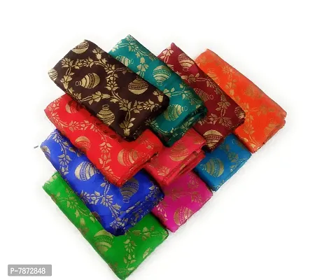 Cottons Unstitched Saree Blouse Fabric (Multicolor, Free Size) - Pack of 4, 1m Each -HA38-thumb2