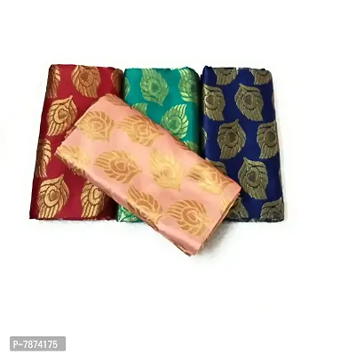 Cottons Unstitched Saree Blouse Fabric (Multicolor, Free Size) - Pack of 4, 1m Each -H78-thumb0