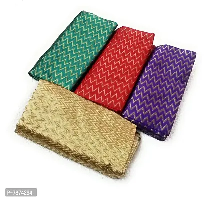 Cottons Unstitched Saree Blouse Fabric (Multicolor, Free Size) - Pack of 4, 1m Each -H104-thumb0