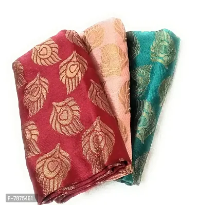 Cottons Unstitched Saree Blouse Fabric (Multicolor, Free Size) - Pack of 3, 0.8m Each -H67