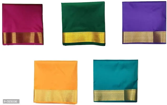 Silk-Cotton Blouse Piece Material for Women, Unstitched, Combo of 5 (1 meter each) - Navratri Special, Durga Puja Special, Oti Bharan, Ugadi Special (Rani, Green, Purple, Mango, Peacock)-thumb0