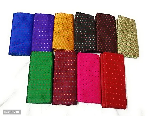 Cottons Unstitched Saree Blouse Fabric (Multicolor, Free Size) - Pack of 3, 0.9m Each -H46-thumb2