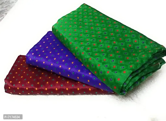Cottons Unstitched Saree Blouse Fabric (Multicolor, Free Size) - Pack of 3, 1m Each -H54