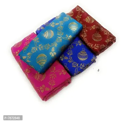Cottons Unstitched Saree Blouse Fabric (Multicolor, Free Size) - Pack of 4, 1m Each -HA38-thumb0