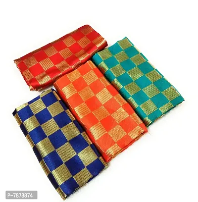 Cottons Unstitched Saree Blouse Fabric (Multicolor, Free Size) - Pack of 4, 1m Each -H10