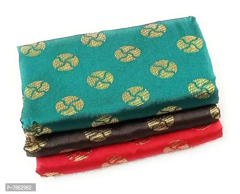 Cottons Unstitched Saree Blouse Fabric (Multicolor, Free Size) - Pack of 3, 1m Each -H29