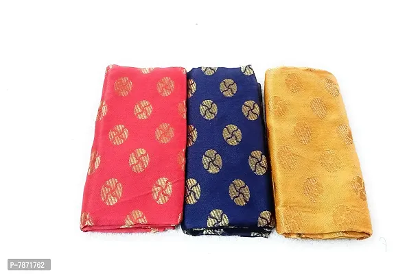 Cottons Unstitched Saree Blouse Fabric (Multicolor, Free Size) - Pack of 3, 1m Each -H32