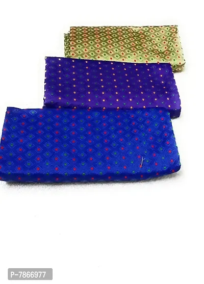 Cottons Unstitched Saree Blouse Fabric (Multicolor, Free Size) - Pack of 3, 1m Each -H52-thumb0