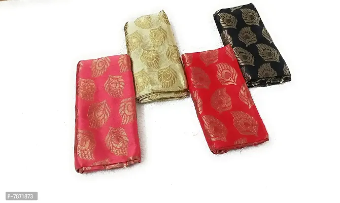 Cottons Unstitched Saree Blouse Fabric (Multicolor, Free Size) - Pack of 4, 1m Each -H77