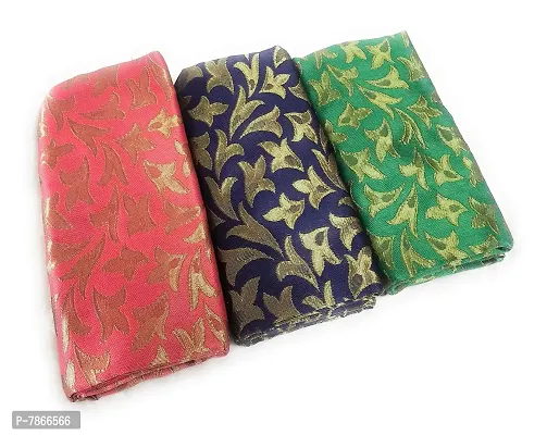 Cottons Unstitched Saree Blouse Fabric (Multicolor, Free Size) - Pack of 3, 0.8m Each -HJOR16