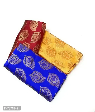 Cottons Unstitched Saree Blouse Fabric (Multicolor, Free Size) - Pack of 3, 1m Each -H69