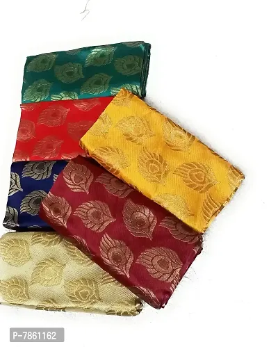 Cottons Unstitched Saree Blouse Fabric (Multicolor, Free Size) - Pack of 6, 1m Each -H85-thumb0