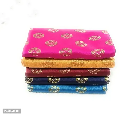 Cottons Unstitched Saree Blouse Fabric (Multicolor, Free Size) - Pack of 5, 1m Each -H40