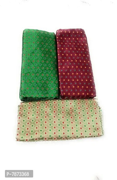 Cottons Unstitched Saree Blouse Fabric (Multicolor, Free Size) - Pack of 3, 0.8m Each -H46-thumb0