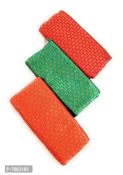 Cottons Unstitched Saree Blouse Fabric (Multicolor, Free Size) - Pack of 3, 1m Each -H117-thumb0