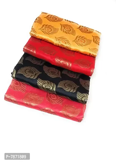 Cottons Unstitched Saree Blouse Fabric (Multicolor, Free Size) - Pack of 4, 1m Each -H76-thumb0