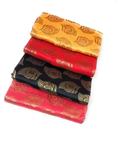 Cottons Unstitched Saree Blouse Fabric (Multicolor, Free Size) - Pack of 4, 1m Each -H76