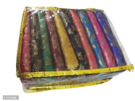 Cottons Unstitched Saree Blouse Fabric (Multicolor, Free Size) - Pack of 5, 0.8m Each -HJOR7-thumb2