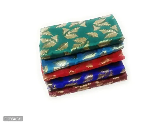 Cottons Unstitched Saree Blouse Fabric (Multicolor, Free Size) - Pack of 5, 1m Each -HA24-thumb0