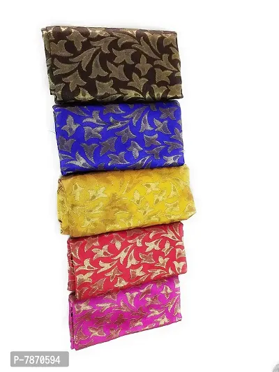 Cottons Unstitched Saree Blouse Fabric (Multicolor, Free Size) - Pack of 5, 1m Each -HRPP21-thumb0